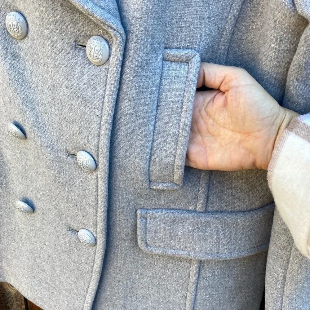 NWT Talbots light Grey Womens Double Breasted Pea Coat size 8 medium - Picture 5 of 14